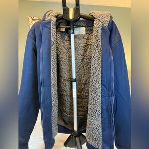 Seven Apparel Sherpa Lined Zip Hoodie Jacket Navy Blue NWT Size L